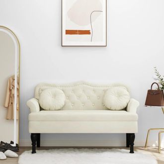 vidaXL Banco Con Cojines Terciopelo Crema 120,5x65x75 Cm Vidaxl