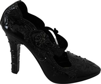 Dolce & Gabbana Zwarte Bloemenkristal Cinderella Hakken - Dames - Pumps - Zwart - 39 EU - Schoenen