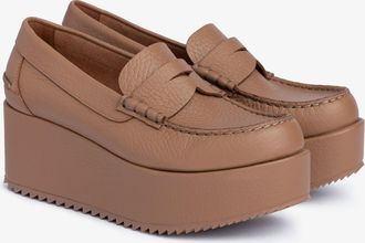 Pedro Garcia Beige leather platform loafer | Nusa | Fall-winter 26 |