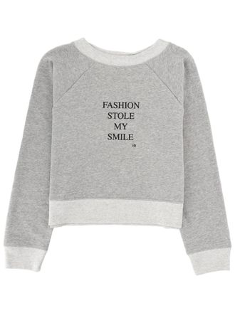 Victoria Beckham Typography Cropped Cotton-Blend Sweatshirt
