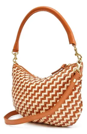 Clare Vivier Petit Moyen Woven Leather Messenger Bag in Natural/cream Woven Zig-Zag at Nordstrom