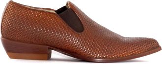 Sonora Bruine Geweven Leren Slip-On Laarzen - Dames - Cowboylaarzen - Bruin - 37 1/2 EU - Schoenen
