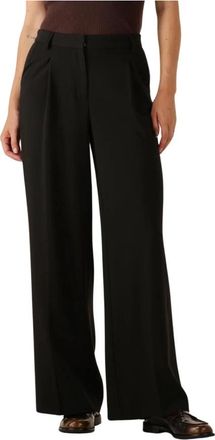 Object Wijde Pijp Zwarte Broek - Dames - Wijde Broeken - Zwart - XL - Polyester - Broeken