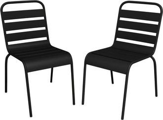 VENTE-UNIQUE.COM Juego de 2 sillas de jard&iacute;n acero negro