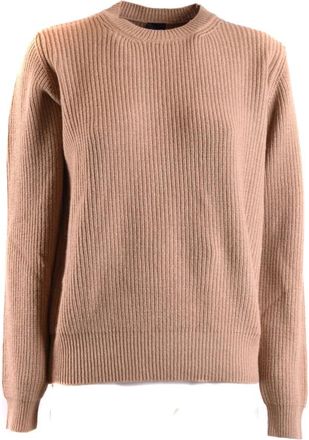 Pinko Rondgebreide trui - Dames - Ronde hals truien - Beige - M - Wol - Truien & Vesten
