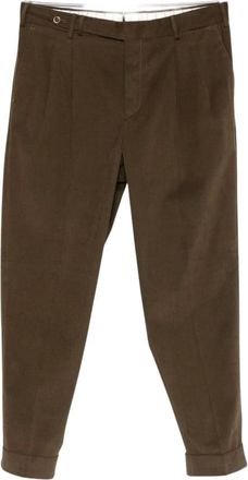 Pantaloni Torino Broeken, Heren, Bruin, XL, Leer, Geplooide, getailleerde broek
