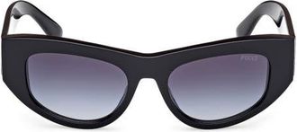 Emilio Pucci 54mm Geometric Sunglasses in Shiny Black /Grad Blue Lenses at Nordstrom