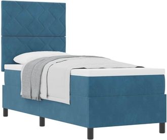 vidaXL Box Spring Bed with Mattress Dark Blue 80 x 200 cm Fabric vidaXL