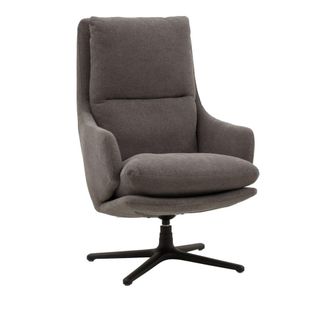 Konte Design Sill&oacute;n giratorio de tela gris y base de metal negro