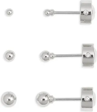 Nordstrom Demi Fine Set of 3 Ball Stud Earrings in Sterling Silver Plated at Nordstrom