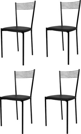 Tommychairs Tommychairs 4 Sillas Elegance Acero Negro Asiento Polipiel Negra