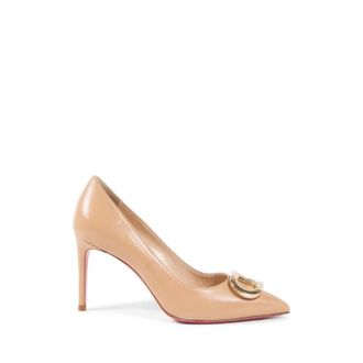 Dee Ocleppo Womens Office Party Logo Pump Nude Leather - Size UK 5
