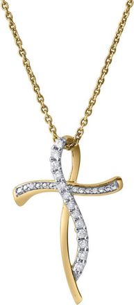 LuvMyJewelry Elarith 0.15 Cts Natural Diamond Cross 14K Gold Pendant in 14K Yellow Gold at Nordstrom