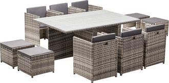 Concept Usine Juego para 10 personas de resina tejida en varios tonos de polirrat&aacute;n