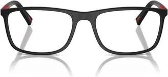 Prada 57mm Rectangular Optical Glasses in Black Rubber at Nordstrom