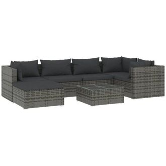 vidaXL 7 Pcs Garden Lounge Set Con Coj&iacute;n Mimbre Pe Gray