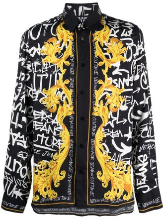 Versace Jeans Couture Overhemd met logoprint - Zwart