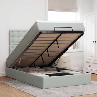 vidaXL Estructura Cama Otomana Colchones Gris Claro 120x200cm Vidaxl