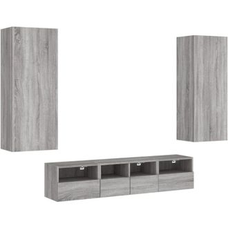 vidaXL Muebles De Tv De Pared 5 Pzas Madera De Ingenier&iacute;a Gris Sonoma Vidaxl