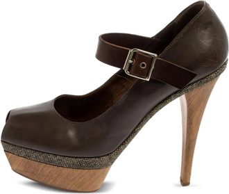 Marni Mary Jane in pelle con plateau 2024 - Marrone