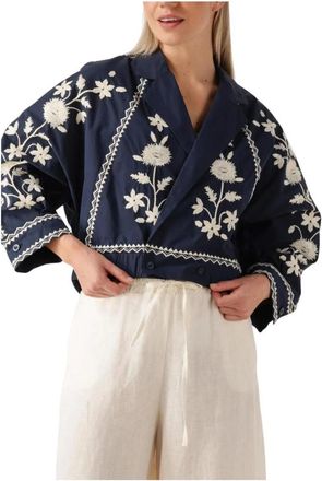 Antik Batik Jassen, Dames, Blauw, M, Katoen, Navy Bomberjack voor dames