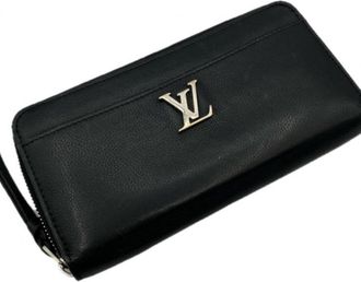 Louis Vuitton Black Noir Leather Long Wallet (Bi-Fold) (Pre-Owned)