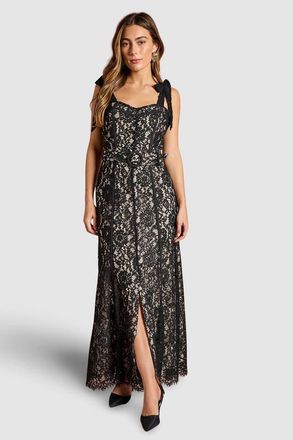 Coast Lace Bow Shoulder Maxi Dress in Black at Nordstrom, Size 10