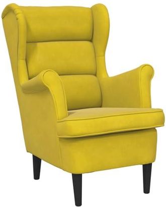 vidaXL Fauteuil de Salon TV Meuble de Salle de S&eacute;jour Fauteuil &agrave; Dossier Haut de Chambre &agrave; Coucher Meuble de Bureau Int&eacute;rieur Jaune Moutarde Velours