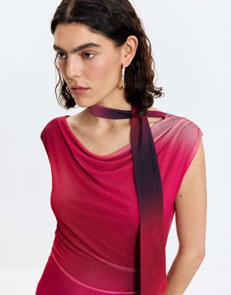 Desigual Vestito asimmetrico drappeggiato rosa