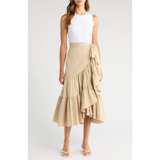 Cinq &agrave; Sept Mahlia Midi Dress in White/Khaki at Nordstrom Rack, Size Large