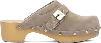 Scholl 50mm Pescura mules - women - Wood/Polyethylene vinyl acetate (PEVA)/Suede/Suede - 40 - Neutrals