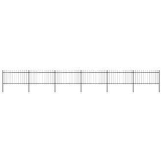 Berkfield Home Garden Fence with Spear Top Steel 10.2x1 m Black