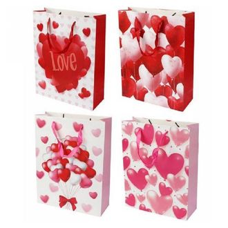 Trade Shop Trade Shop - Set 6 Buste Da Regalo Per San Valentino Cuori 31x11x42cm 71093 Modelli Assortiti