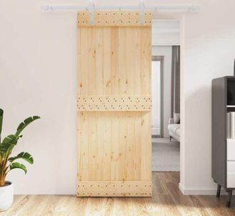 vidaXL Vidaxl - Puerta Corredera Con Herrajes Madera Maciza De Pino 85x210 Cm