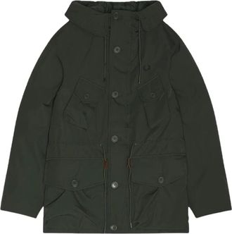 Fred Perry Patch Pocket Puffer Jacket - Heren - Parka Jassen - Groen - M - Leer - Jassen
