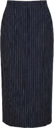 Pinko Pinstripe Midi Rok - Dames - Midirokken - Blauw - S - Leer - Rokken