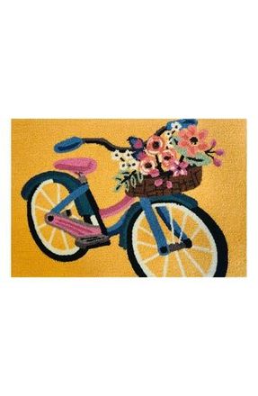 R16 Home Blossom Bike Indoor/Outdoor Rug in Mustard Multi at Nordstrom Rack, Size 24X36