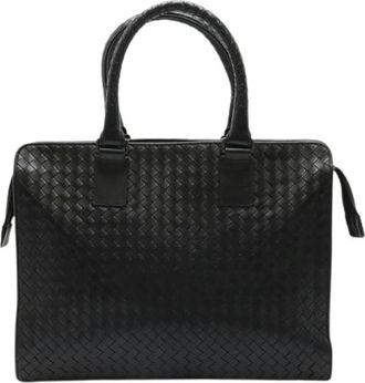 Bottega Veneta Pre-owned Handbags, male, Black, Size: ONE SIZE Pre-owned Intrecciato Leather Briefcase