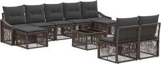 vidaXL Conjunto De Sof&aacute;s De Jard&iacute;n 10 Uds. Gris Rat&aacute;n Sint&eacute;tico Vidaxl