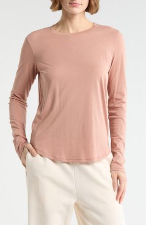 Vince Crewneck Long Sleeve Top in Blush Cream at Nordstrom Rack, Size X-Large