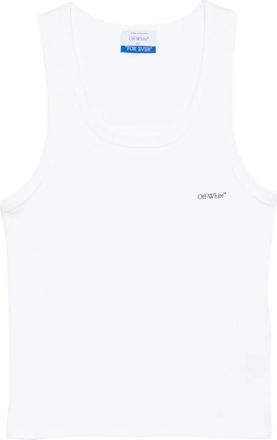 Off-white Canotta a coste con scollo ampio - Bianco