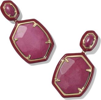 Kendra Scott Daphne Enamel Frame Drop Womens Earrings Earring Maroon Magnesite, Brass
