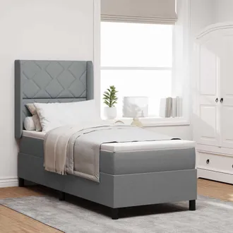 vidaXL Vidaxl - Letto A Molle Con Materasso Grigio Chiaro 90 X 190 Cm Tessuto