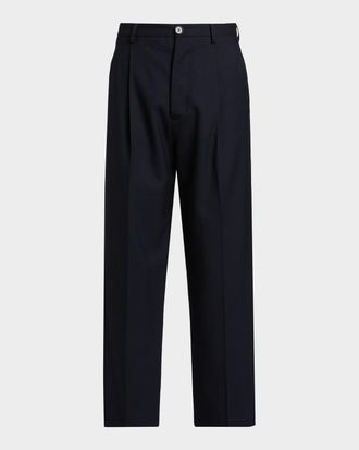 Marni Men & apos;s Tropical Wool Cropped Pleated Pants