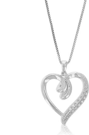 Vir Jewels 1/10 cttw Lab Grown Diamond Heart Pendant Necklace in Sterling Silver with Chain For Women