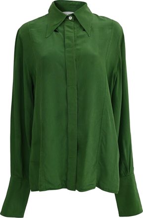 Victoria Beckham Crepe Shirt in Green Silk