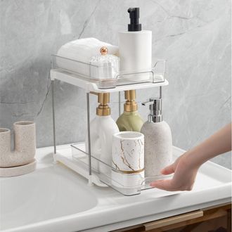 OEM Estante De Almacenamiento De Doble Capa Debajo Del Fregadero De La Cocina. Estante Extra&iacute;ble Para Ba&ntilde;o Con Caj&oacute;n
