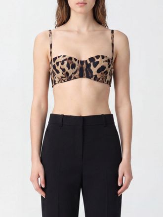 Dolce & Gabbana Top bikini a balconcino con stampa animalier e logo DG