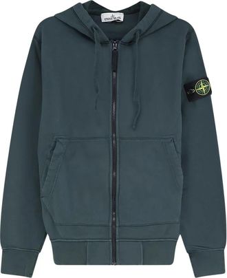 Stone Island Katoenen Rits Hoodie - Heren - Vesten met rits - Groen - M - Katoen - Hoodies & sweatvesten