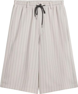 Yohji Yamamoto Relaxed Fit Pinstripe Shorts with Adjustable Waistband